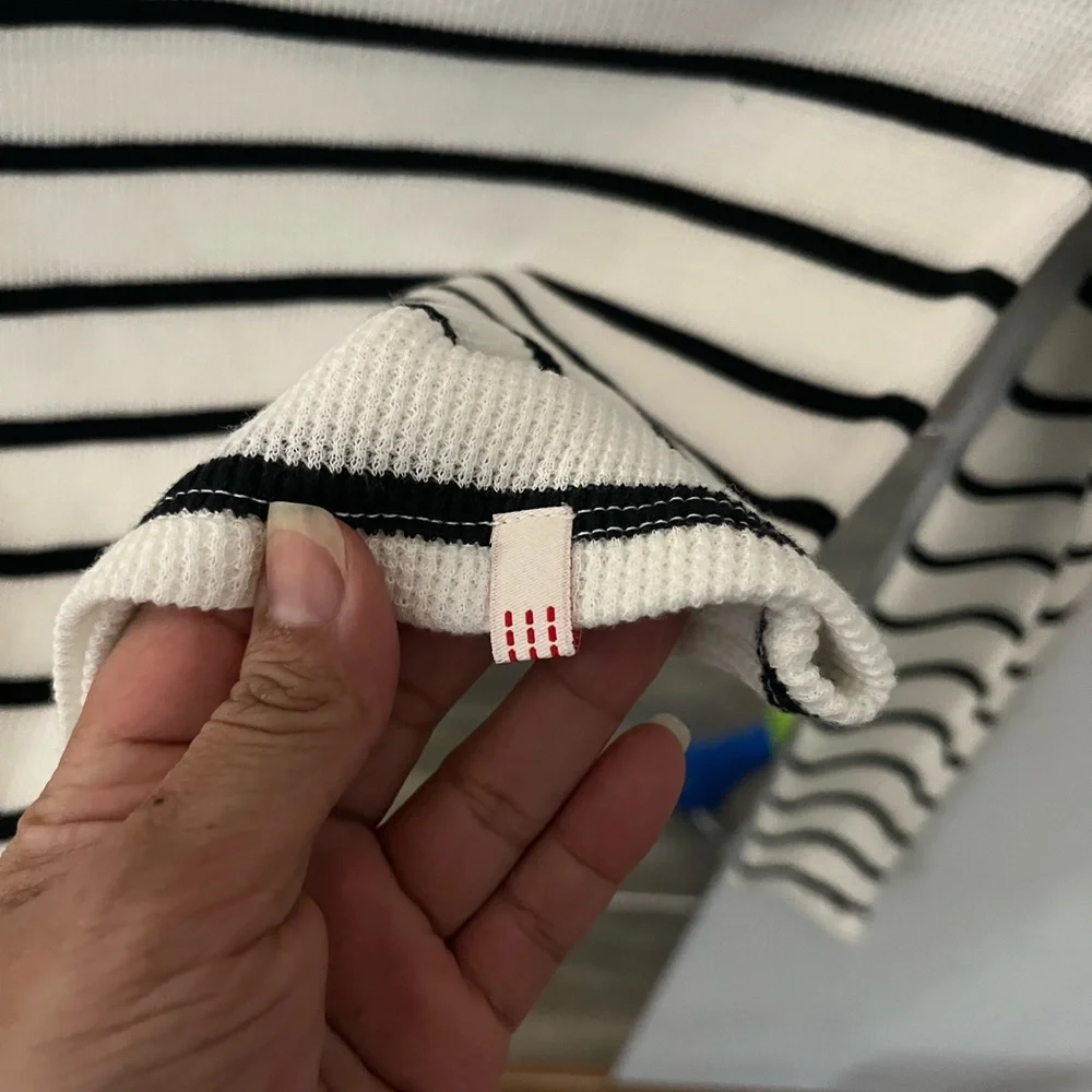 BDG WaffleStriped Long Sleeve Top - Black and White NWOT